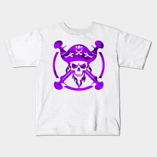 Pirate skull in purple Kids T-Shirt